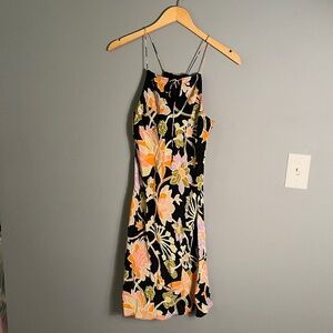 The Limited 90s Silk Floral Mini Sleeveless Dress with Keyhole Neck. Size 2